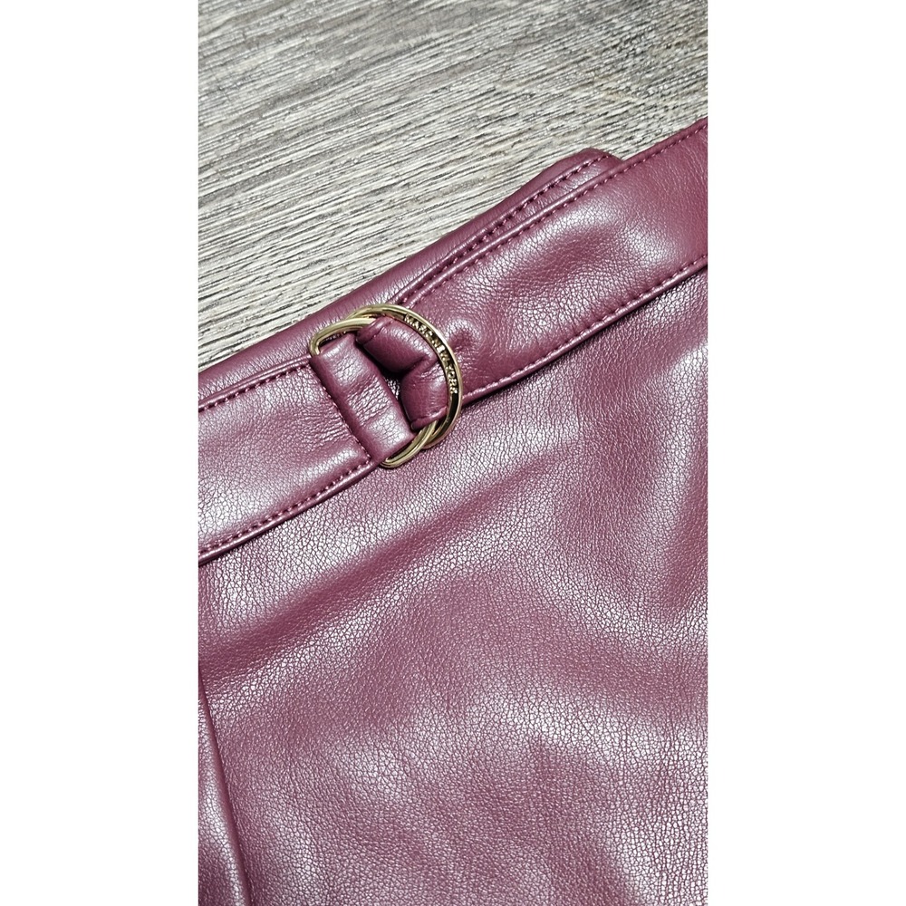 Marc New York Women Burgandy Faux Leather Midi Skirt Size XS - Picture 6 of 11